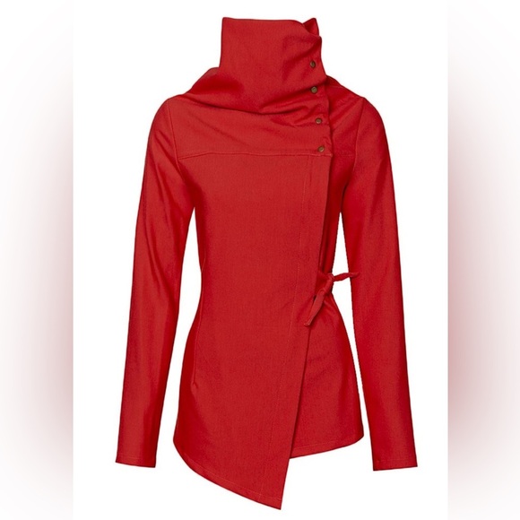 [L]Melow by Melissa Bolduc Stylish Red ISABEAU JACKET Asymmetrical CA NWOT - Picture 1 of 12